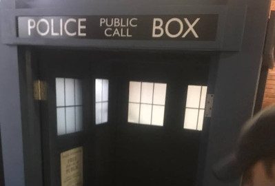 A full-size TARDIS police box replica ready to move